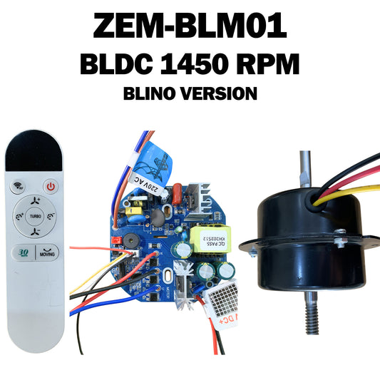 ZEM-BLM01 Mini BLDC Motor Kit 1450RPM – AC/DC Smart Controller with Remote (50W Max)