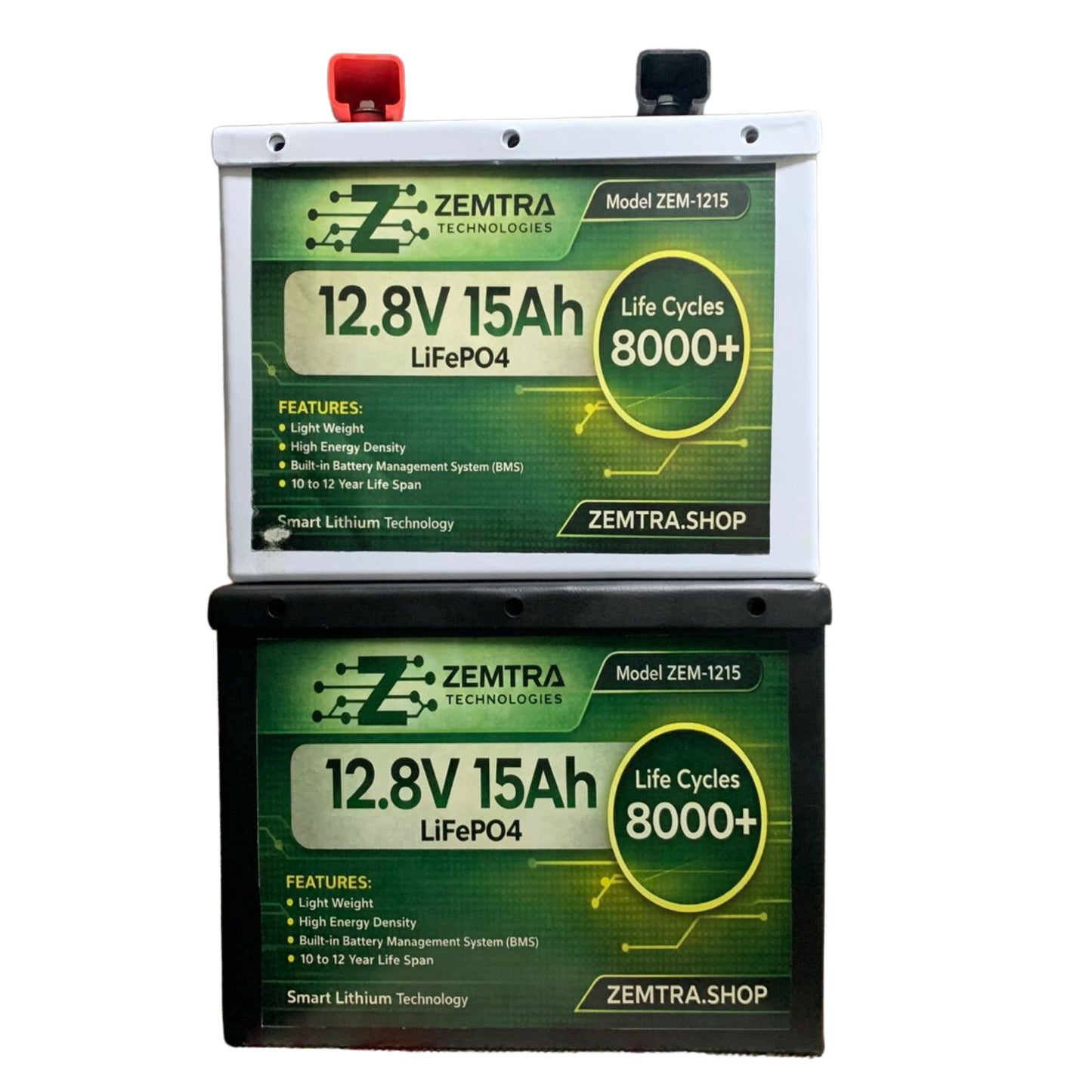 ZEMTRA ZEM-1215 12.8V 15Ah LiFePO4 Lithium Battery – 8000+ Cycles | Smart BMS Technology