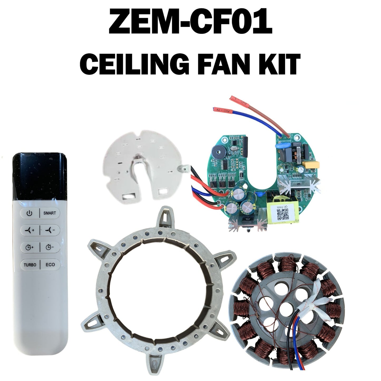 ZEM-CF01 30 BLDC Ceiling Fan Conversion Kit with Remote Control – Energy Saving Smart Fan Motor Kit